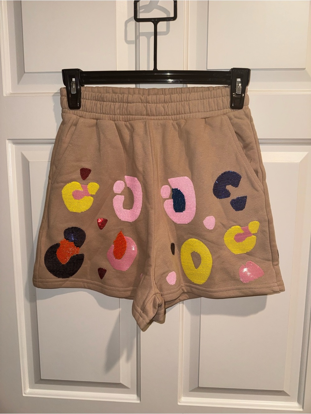 QUEEN Princess OF SPARKLES Knit Shorts with Multicolor leopard sequin Spots